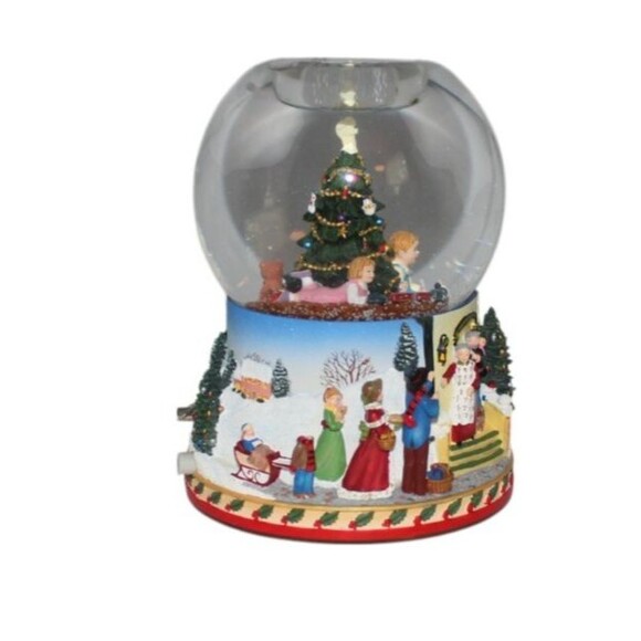 Party Light Christmas Morning Tealight Candle Holder Snow Globe Musical - Picture 5 of 7